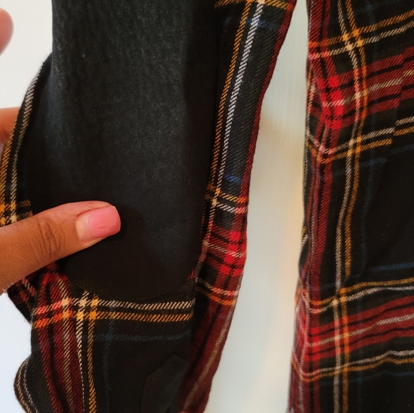 Ralph Lauren Black Red Wool Plaid Button Long Sleeve Shirt With Suede Elbow Pads - Picture 4 of 7
